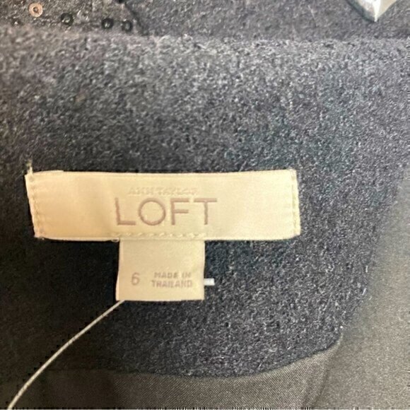 Loft Skirt Womens Size 6 Black Sequin Wool Blend Pockets Mini Date Night NWT - Picture 5 of 8